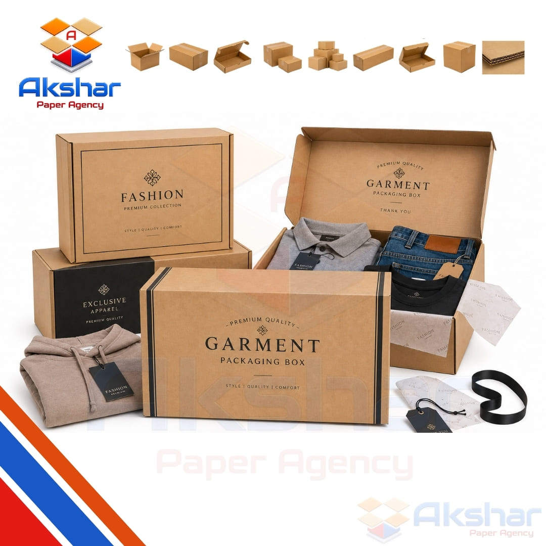 Garment Packaging Box  Manufacturer by Akshar Paper Agency